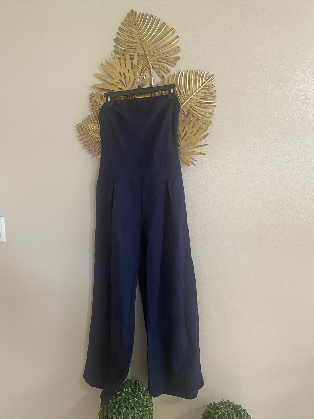 Strapless Navy Wide-Leg Jumpsuit
